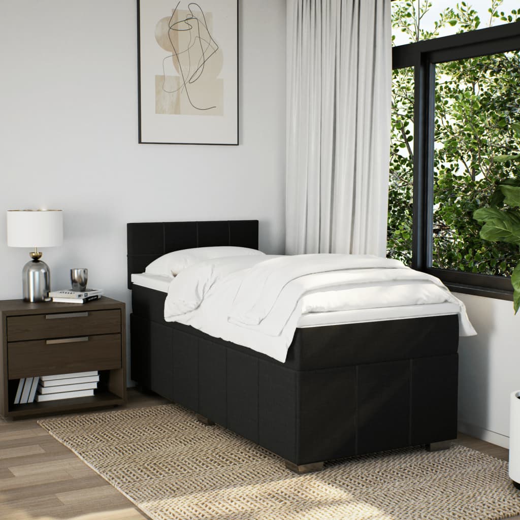 Sommier à lattes de lit avec matelas Noir 90x190 cm Tissu - XIOS