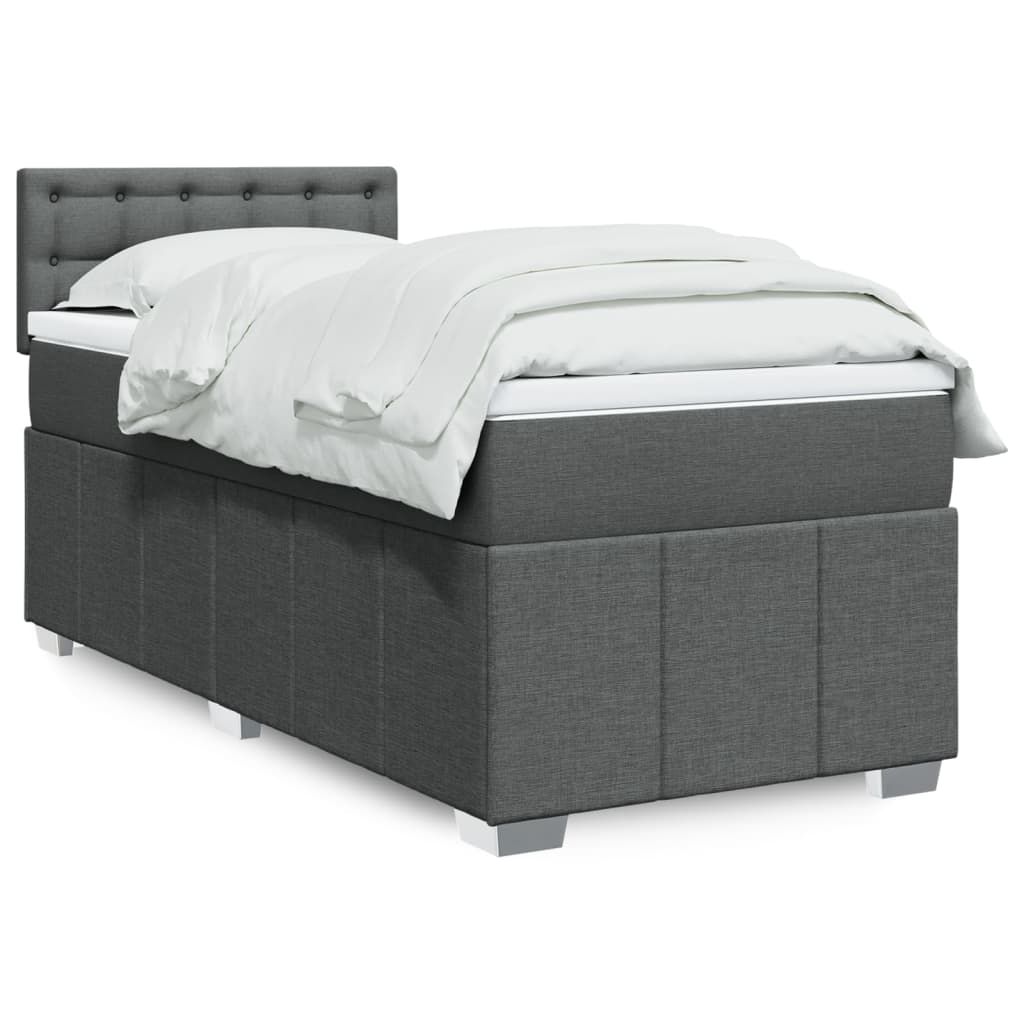 Sommier à lattes de lit et matelas Gris foncé 90x190 cm Tissu - XIOS