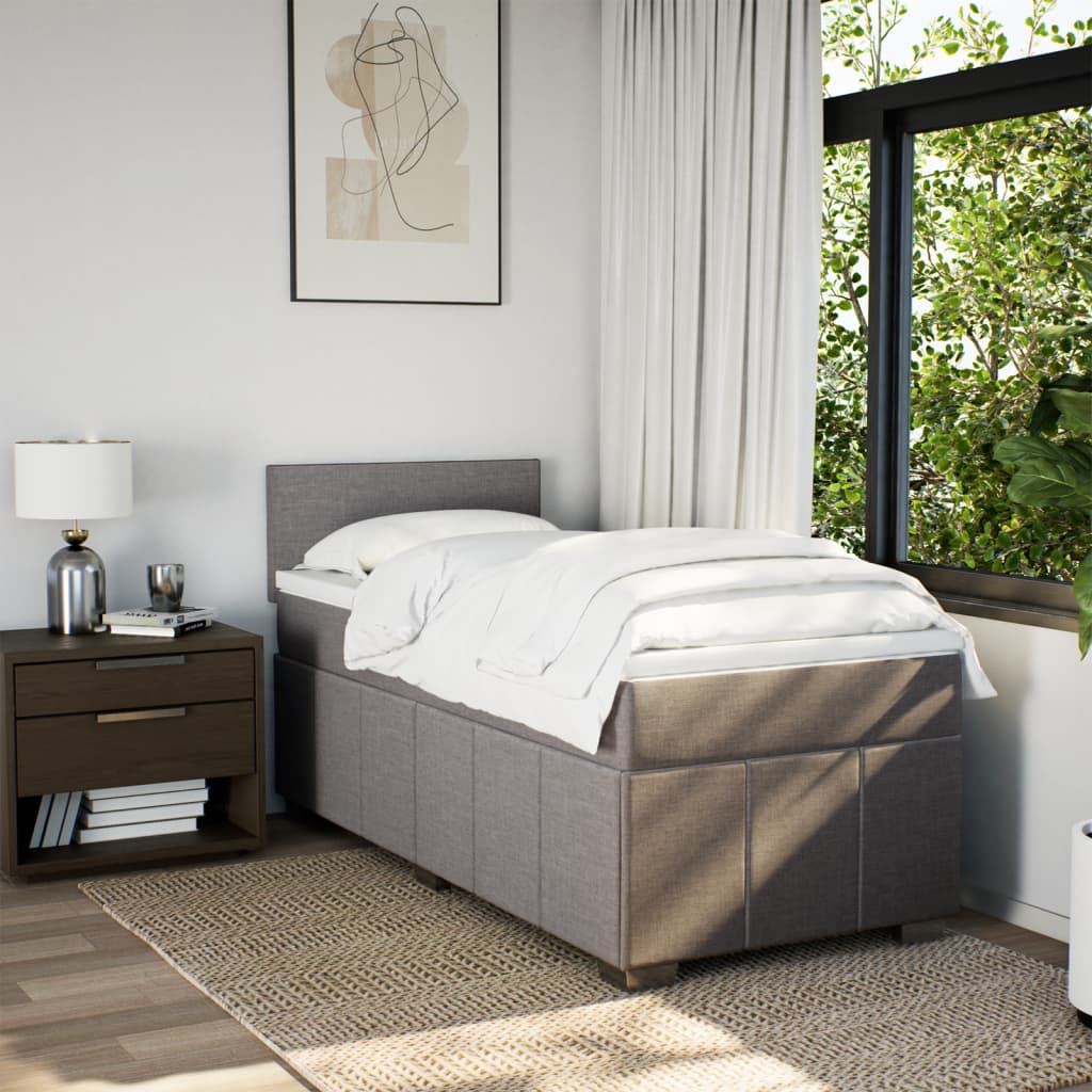 Sommier à lattes de lit avec matelas Taupe 90x200 cm Tissu - XIOS