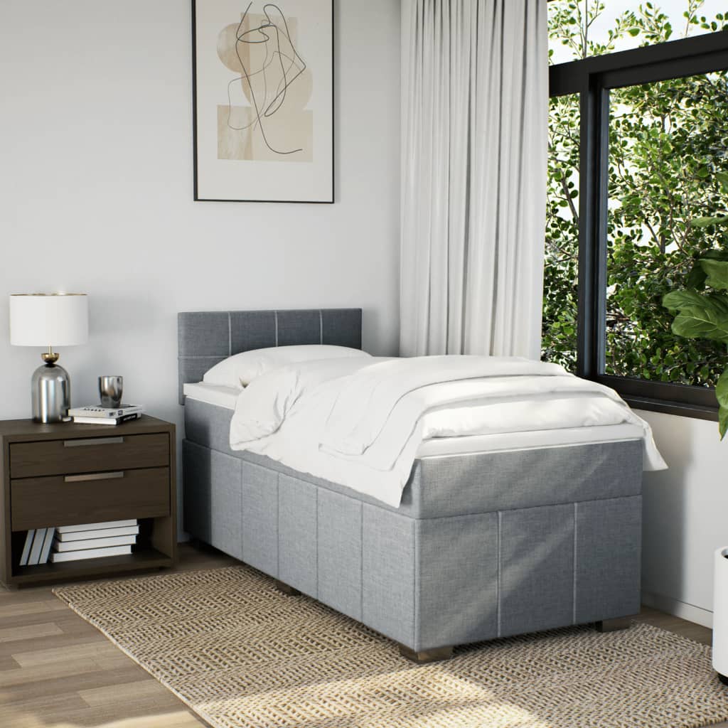 Sommier à lattes de lit avec matelas Gris clair 90x200 cm Tissu - XIOS