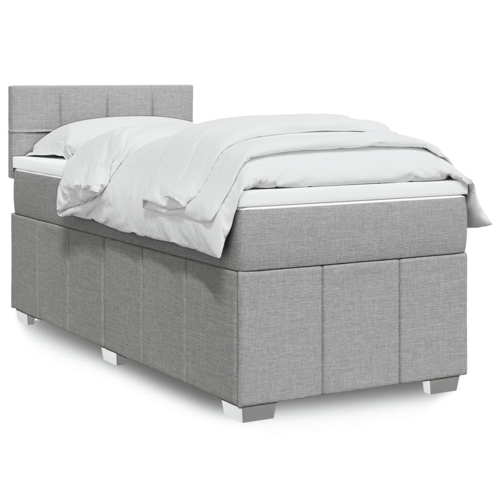 Sommier à lattes de lit avec matelas Gris clair 90x200 cm Tissu