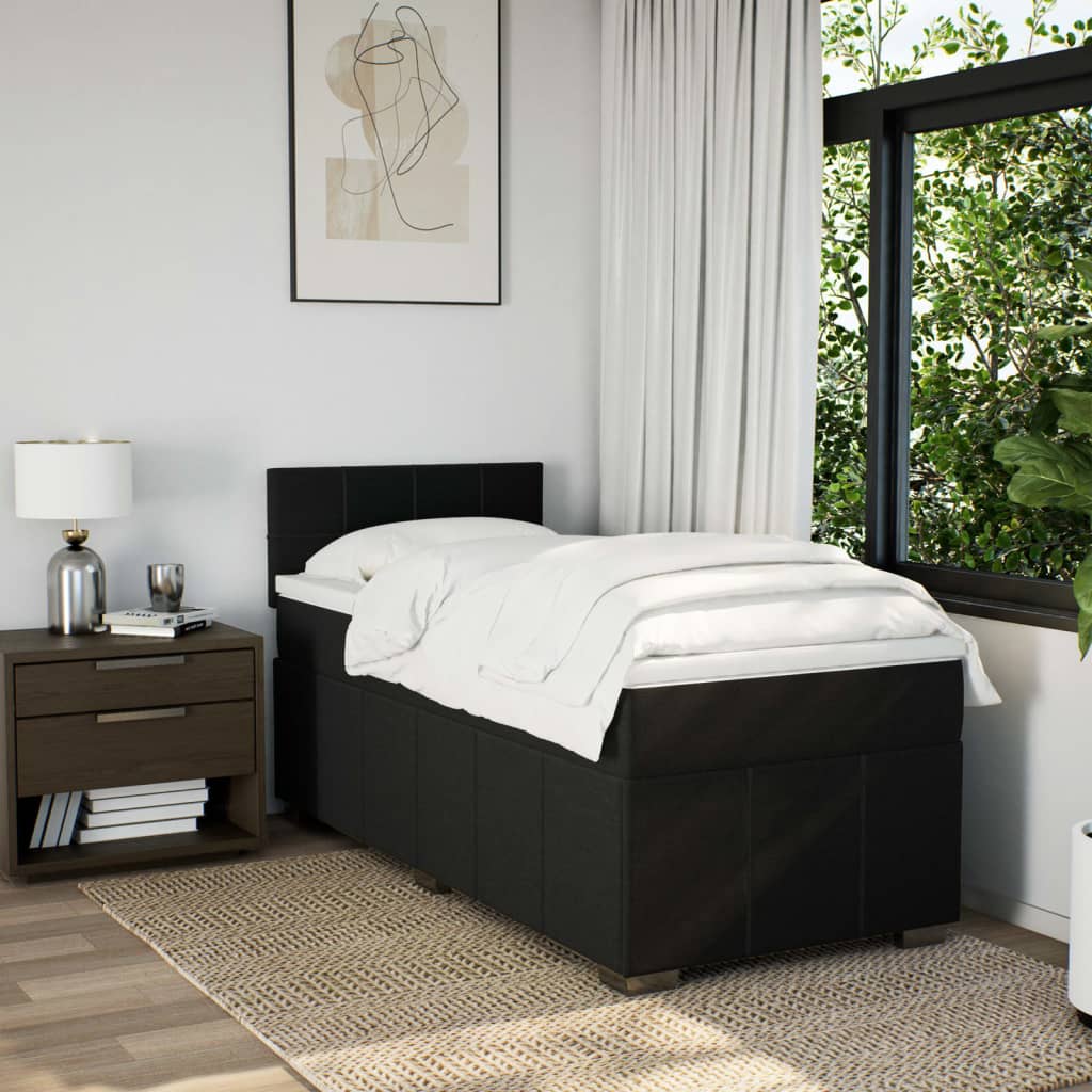 Sommier à lattes de lit avec matelas Noir 90x200 cm Tissu - XIOS