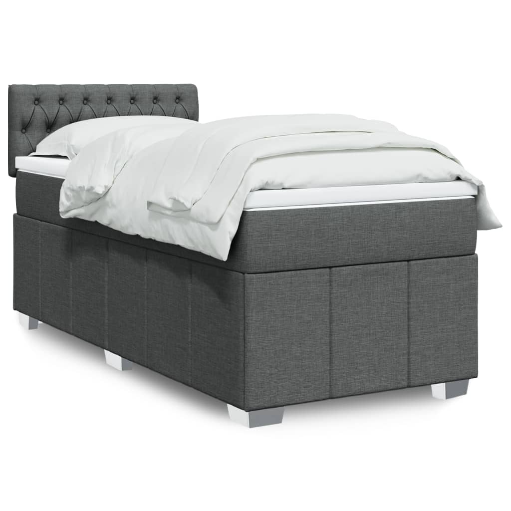 Sommier à lattes de lit avec matelas Gris foncé 90x200 cm Tissu - XIOS