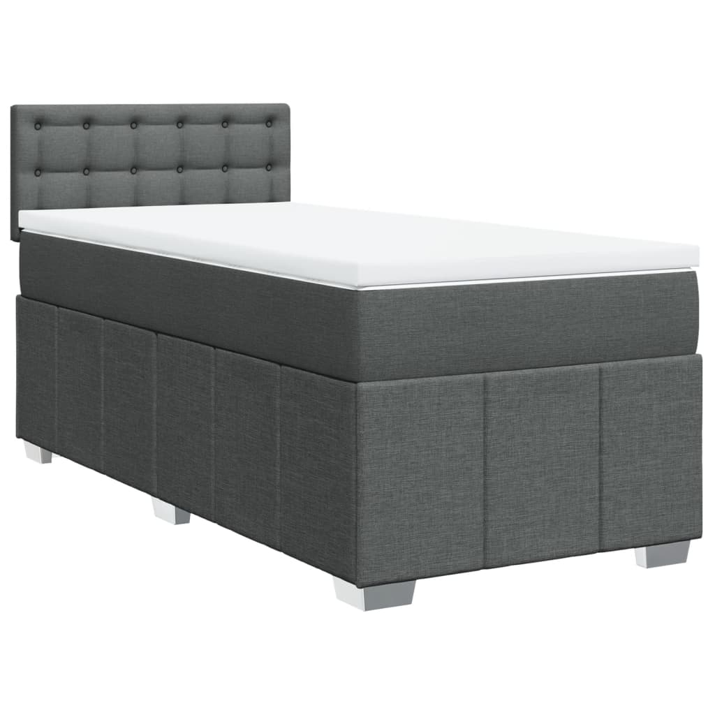 Sommier à lattes de lit avec matelas Gris foncé 90x200 cm Tissu - XIOS