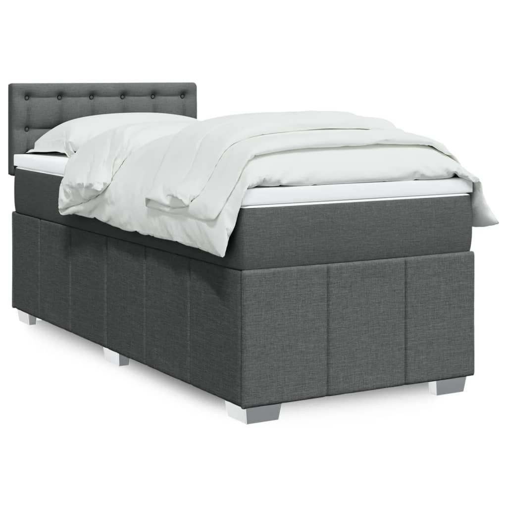 Sommier à lattes de lit avec matelas Gris foncé 90x200 cm Tissu - XIOS