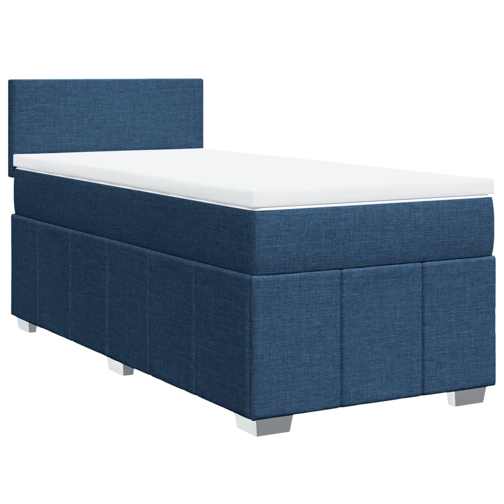 Sommier à lattes de lit avec matelas Bleu 100x200 cm Tissu