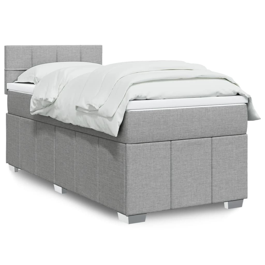 Sommier à lattes de lit avec matelas Gris clair 100x200cm Tissu - XIOS