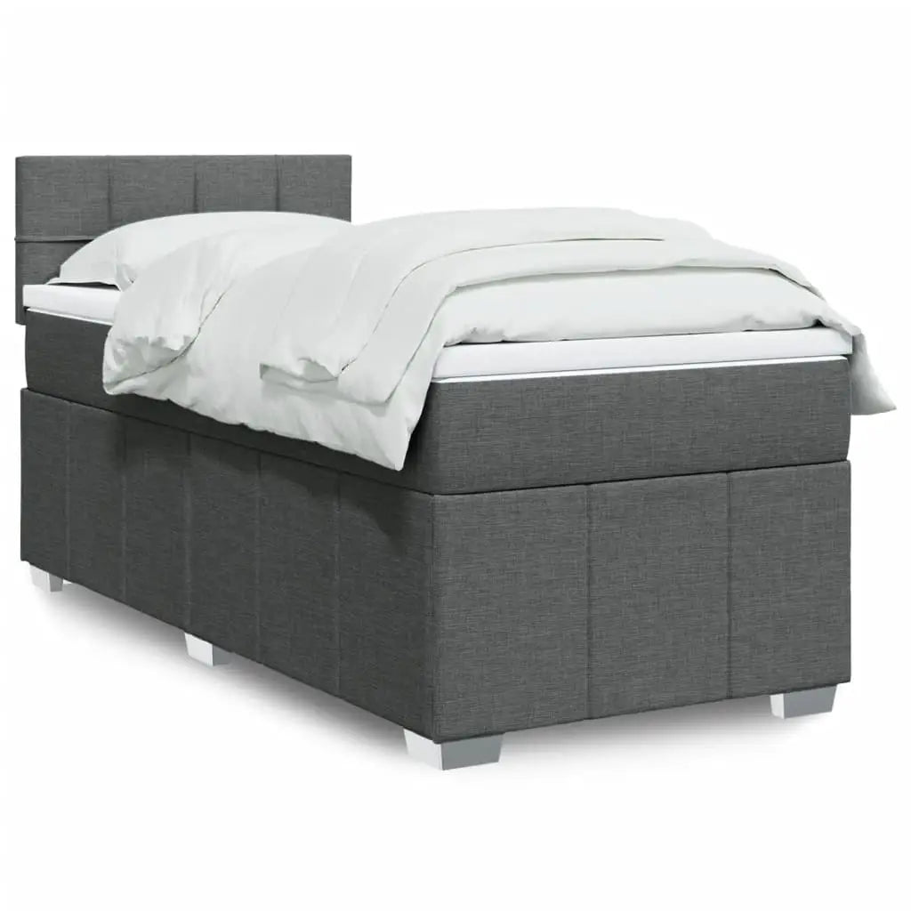 Sommier à lattes de lit avec matelas Gris foncé 100x200cm Tissu - XIOS