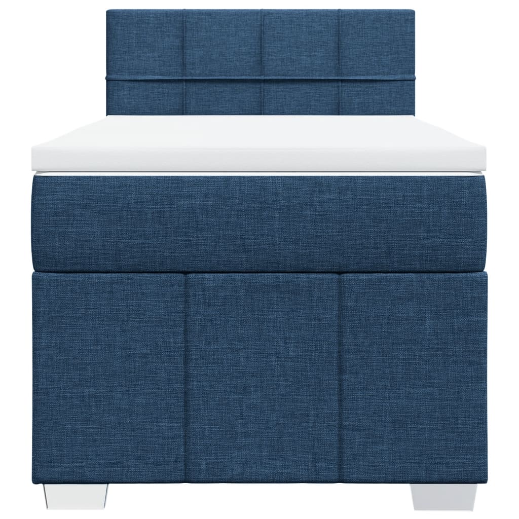Sommier à lattes de lit avec matelas Bleu 100x200 cm Tissu