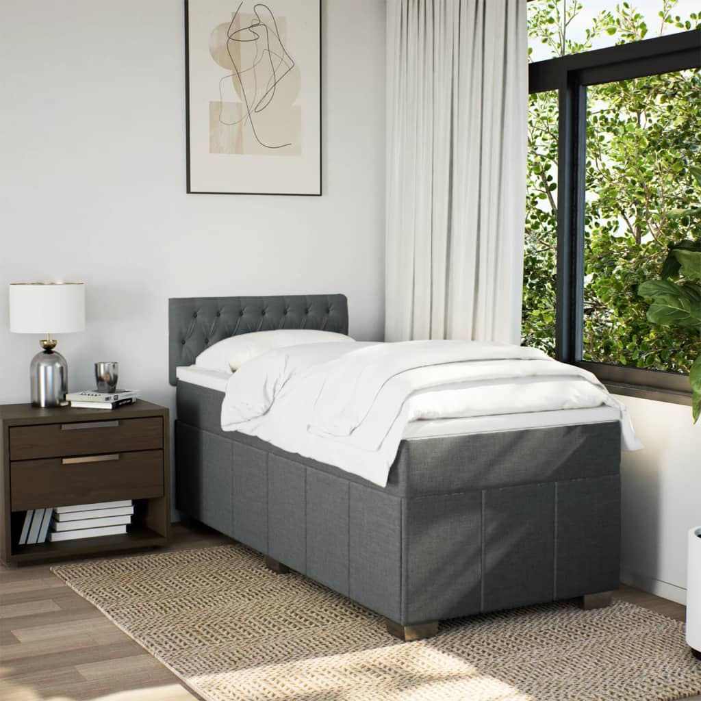 Sommier à lattes de lit avec matelas Gris foncé 100x200cm Tissu - XIOS