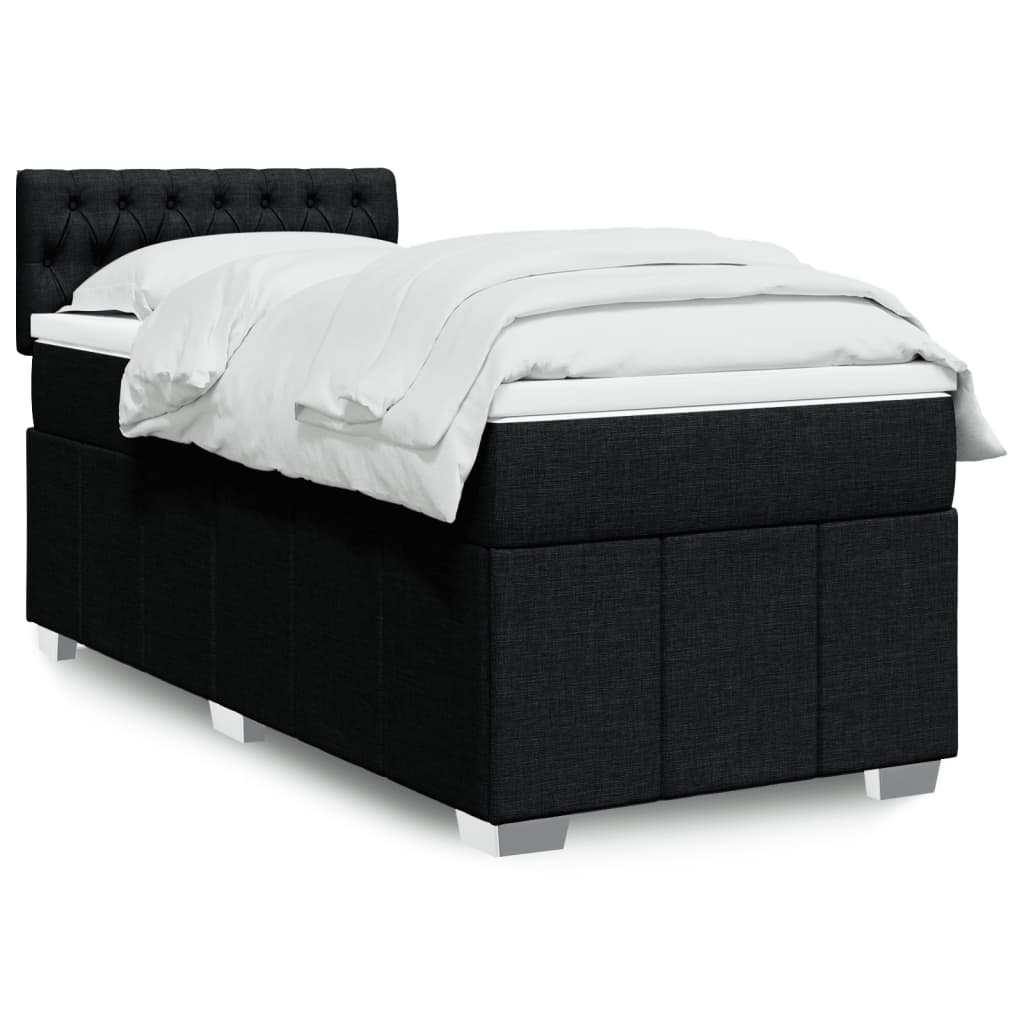 Sommier à lattes de lit avec matelas Noir 100x200 cm Tissu - XIOS