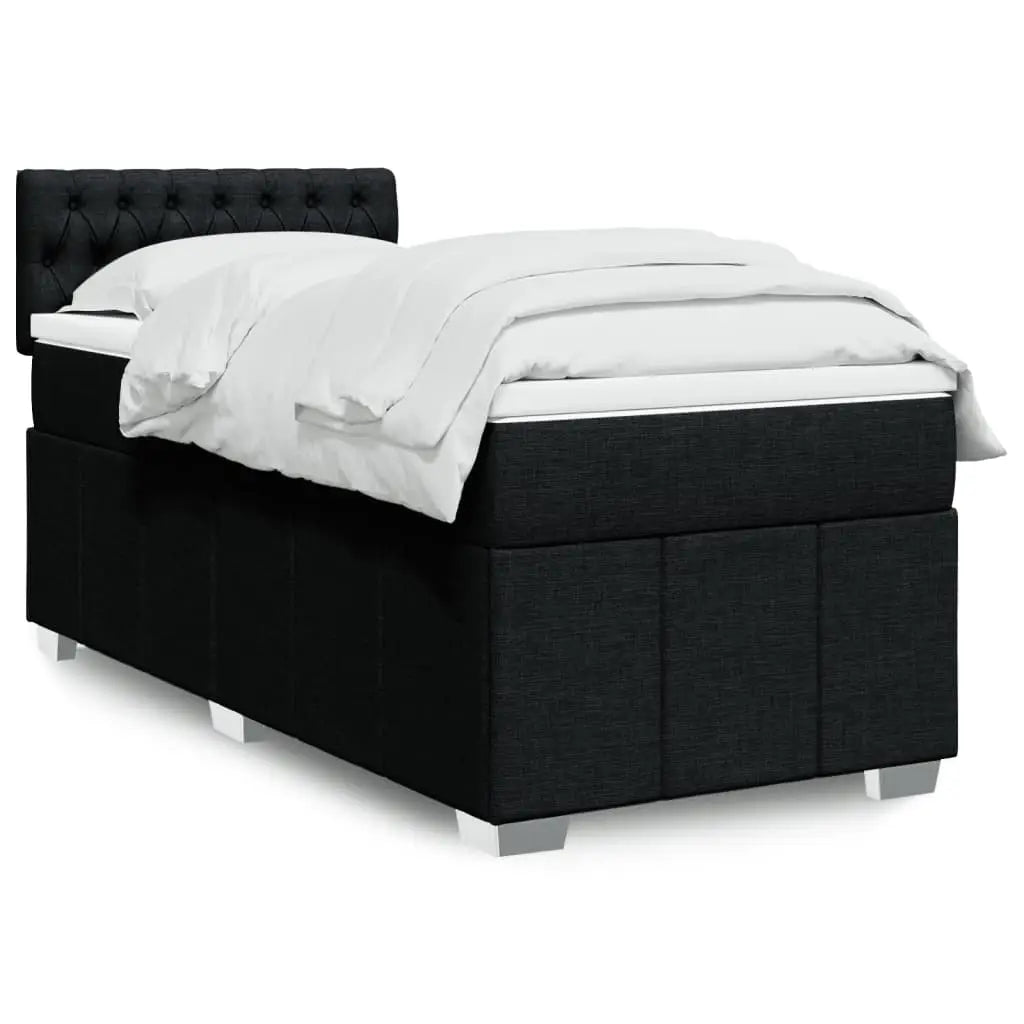 Sommier à lattes de lit avec matelas Noir 100x200 cm Tissu - XIOS