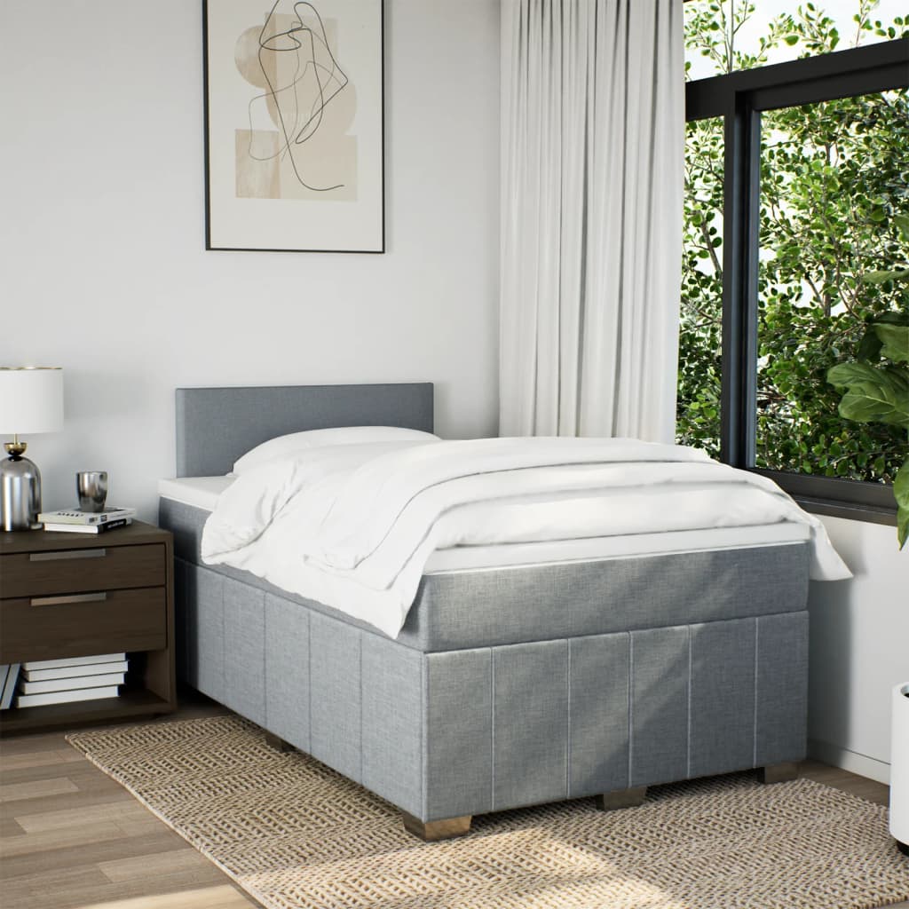 Sommier à lattes de lit et matelas gris clair 120x190 cm tissu - XIOS