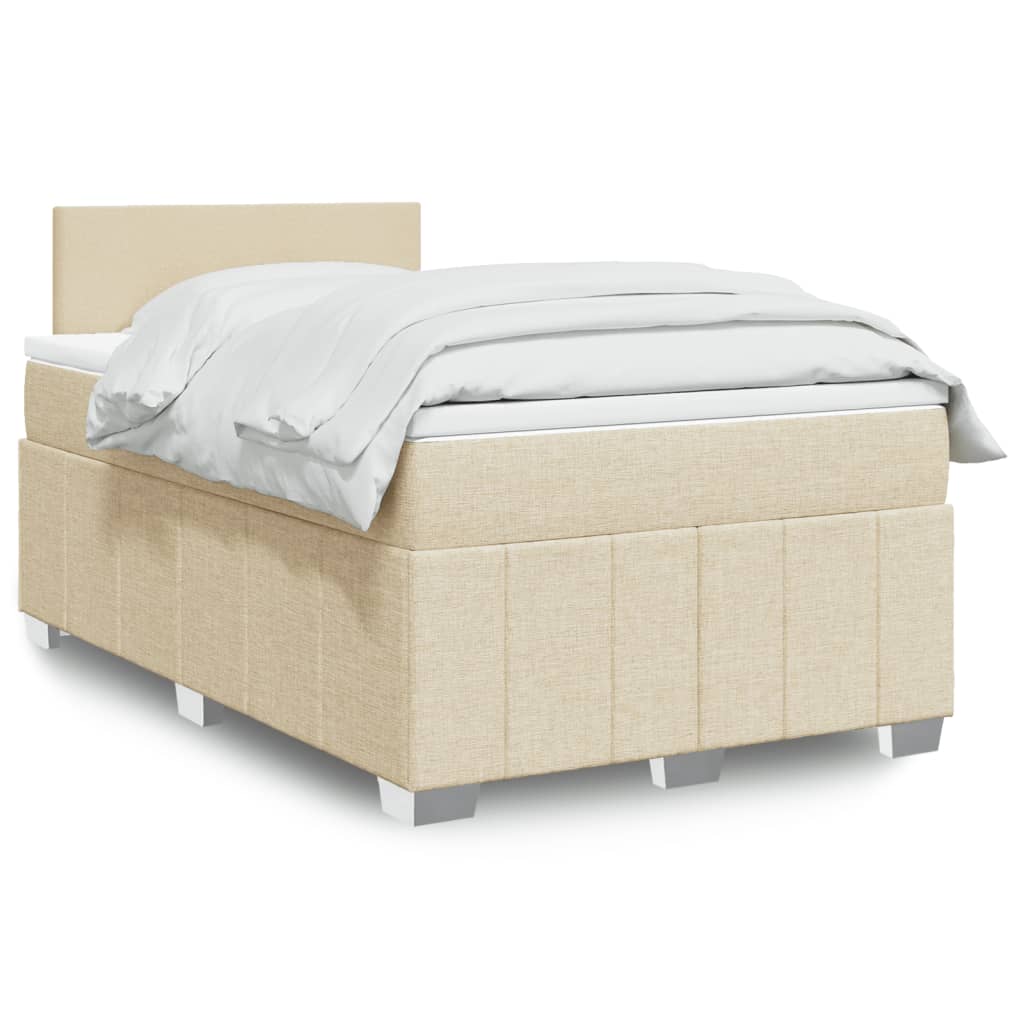 Sommier à lattes de lit avec matelas crème 120x190 cm tissu - XIOS