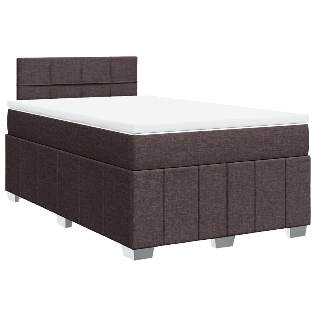 Sommier à lattes de lit et matelas marron foncé 120x190cm tissu - XIOS
