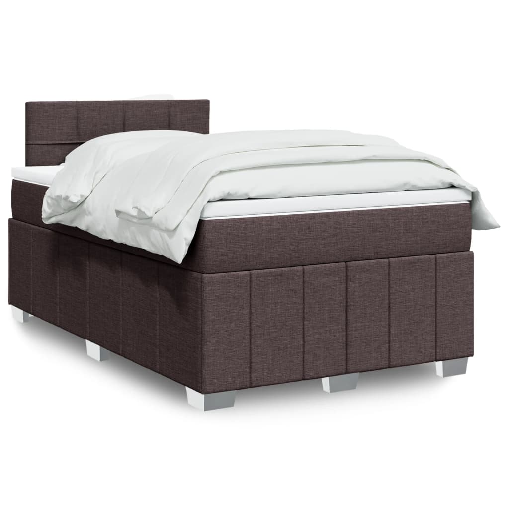 Sommier à lattes de lit et matelas marron foncé 120x190cm tissu - XIOS