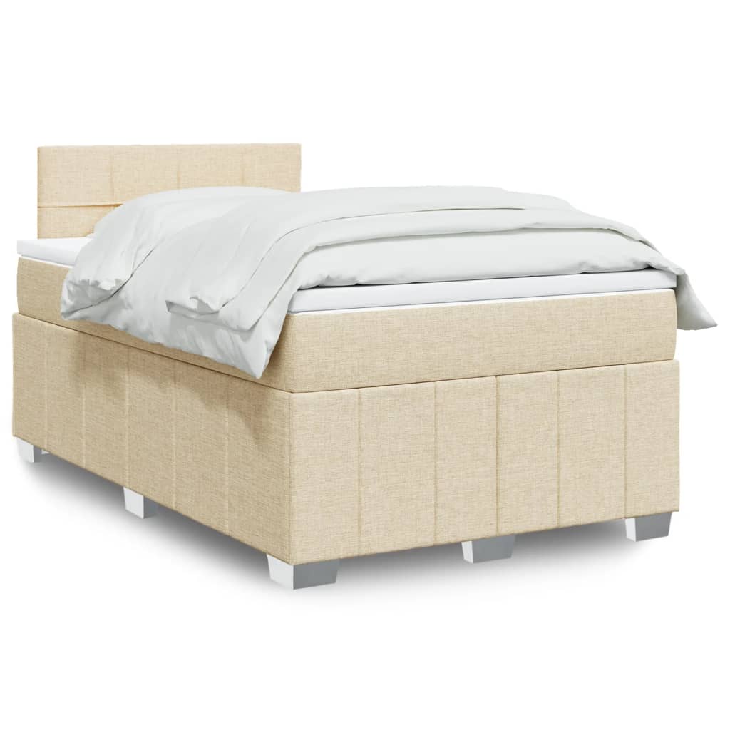Sommier à lattes de lit avec matelas crème 120x190 cm tissu - XIOS