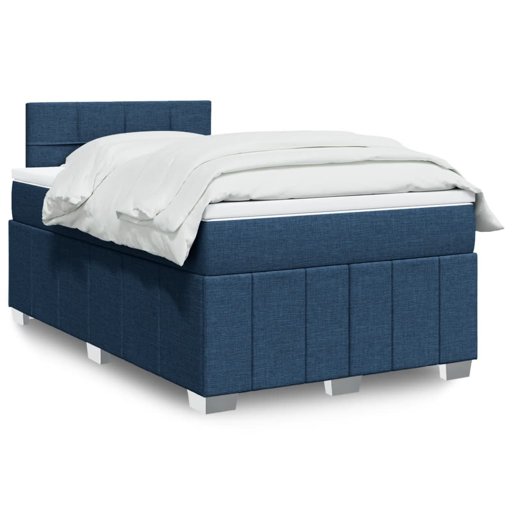Sommier à lattes de lit avec matelas bleu 120x190 cm tissu - XIOS