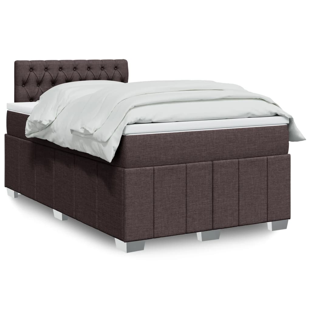 Sommier à lattes de lit et matelas marron foncé 120x190cm tissu - XIOS