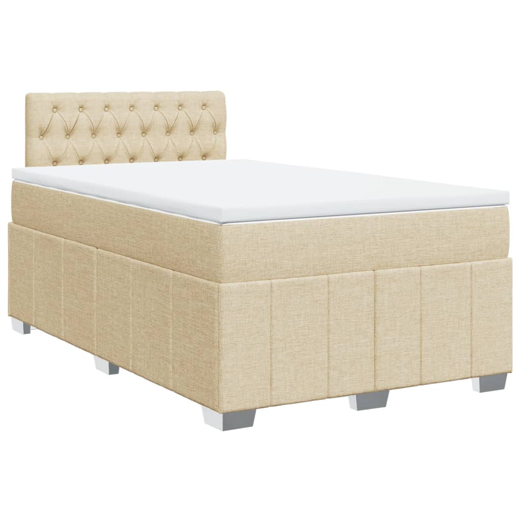 Sommier à lattes de lit avec matelas crème 120x190 cm tissu - XIOS