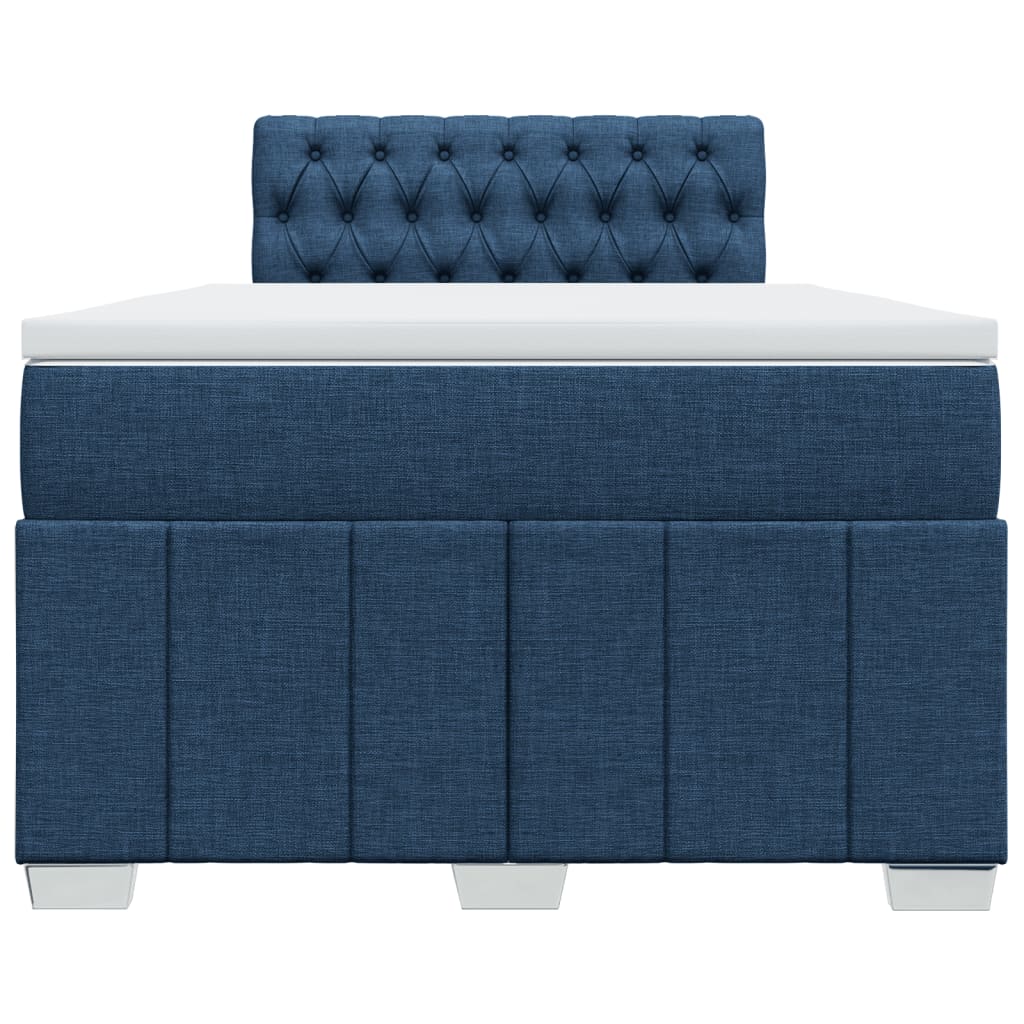 Sommier à lattes de lit avec matelas bleu 120x190 cm tissu - XIOS