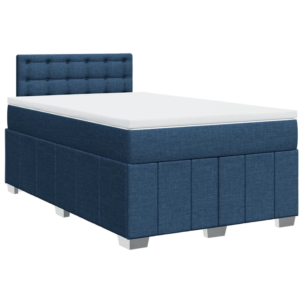 Sommier à lattes de lit avec matelas bleu 120x190 cm tissu - XIOS