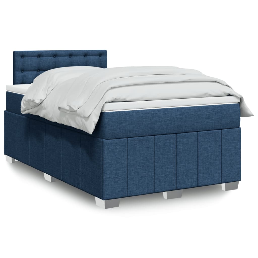 Sommier à lattes de lit avec matelas bleu 120x190 cm tissu - XIOS