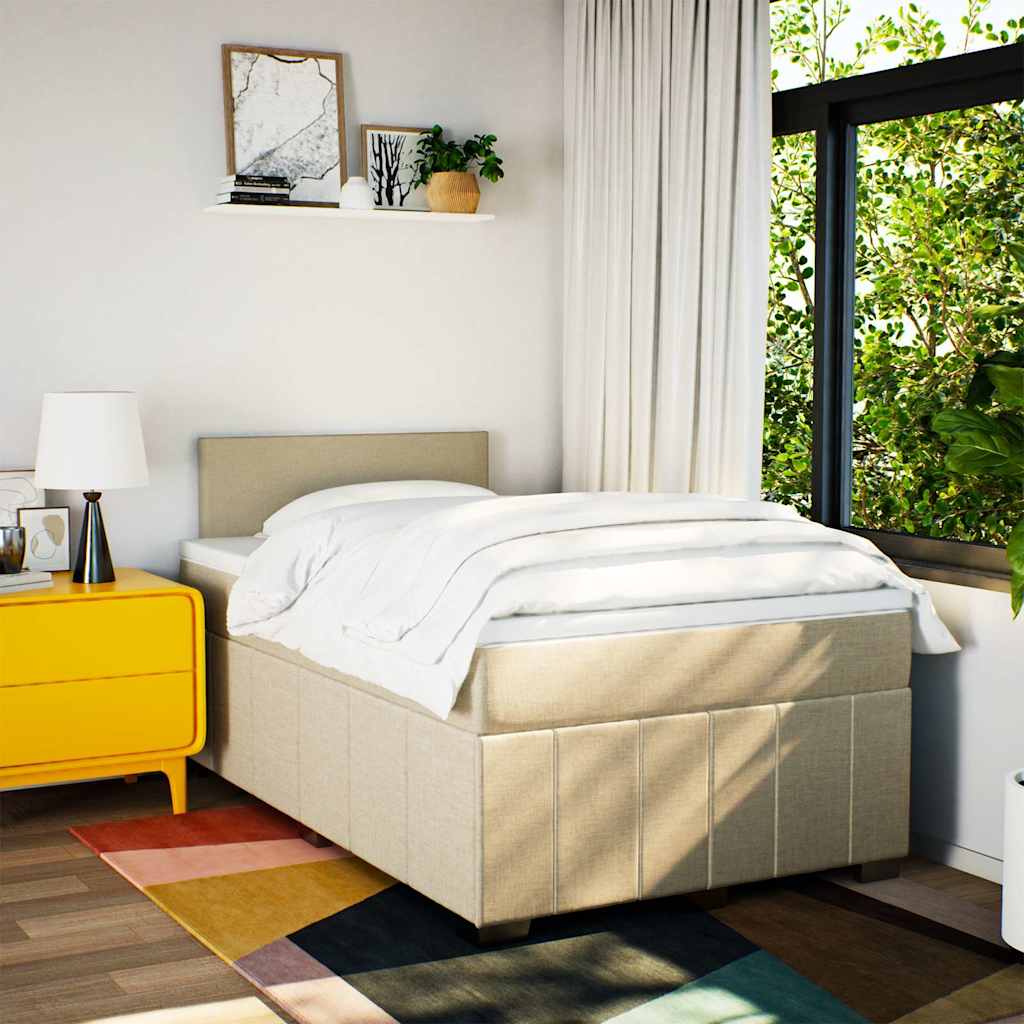 Sommier à lattes de lit avec matelas Crème 120x200 cm Tissu - XIOS