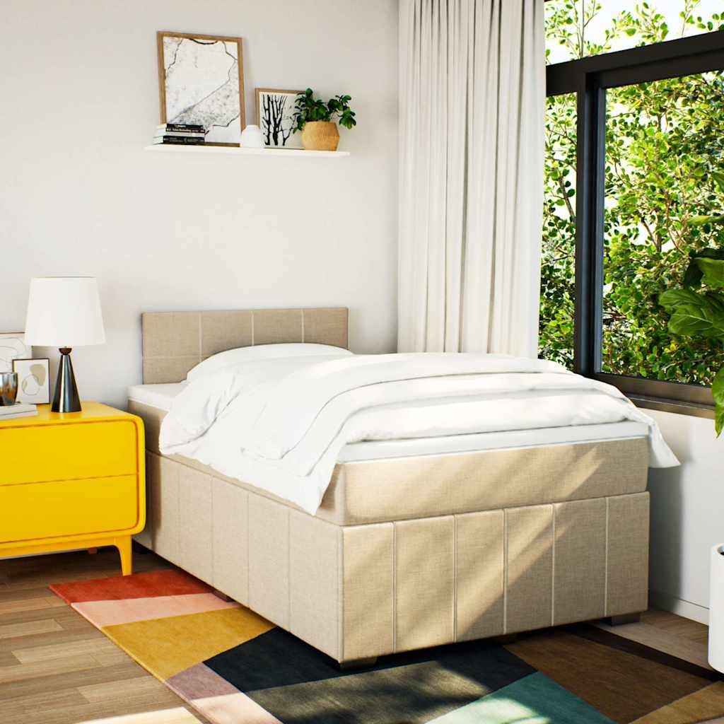 Sommier à lattes de lit avec matelas Crème 120x200 cm Tissu - XIOS