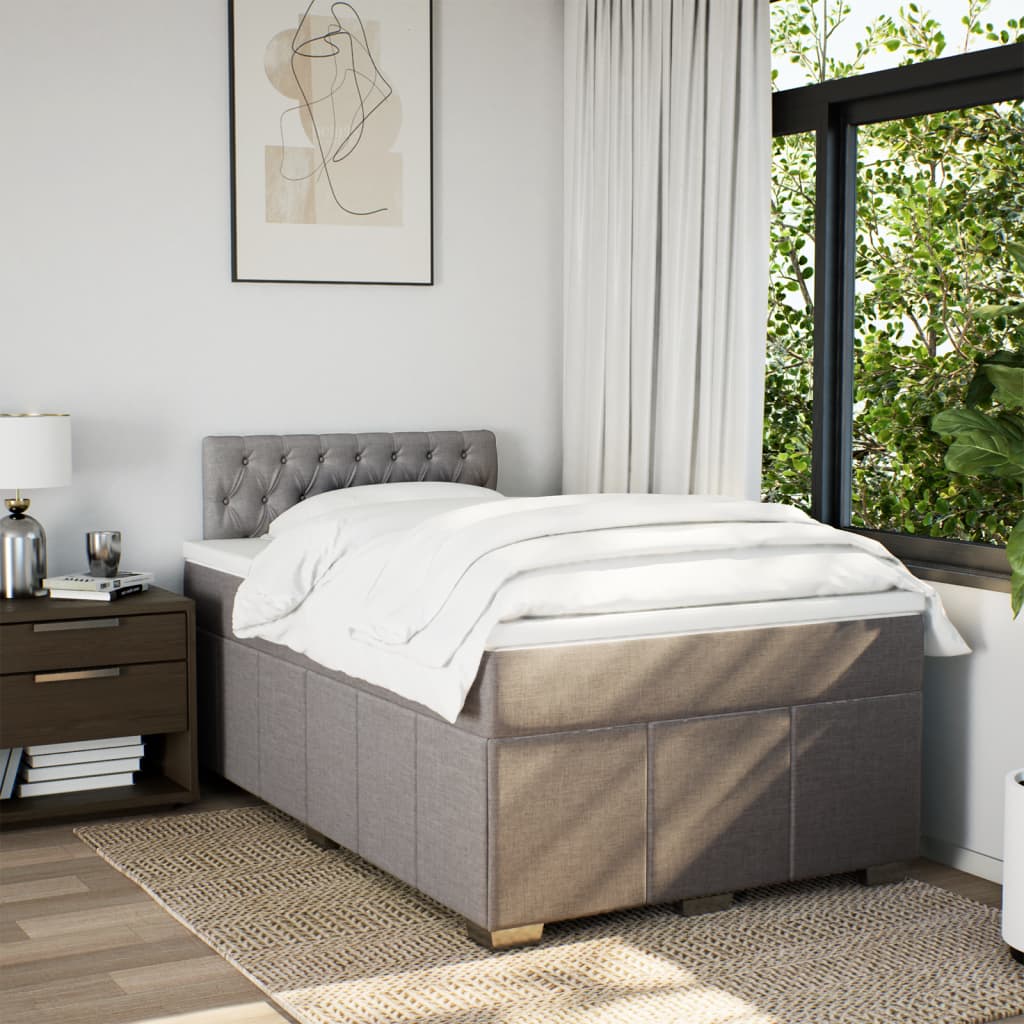 Sommier à lattes de lit avec matelas Taupe 120x200 cm Tissu - XIOS