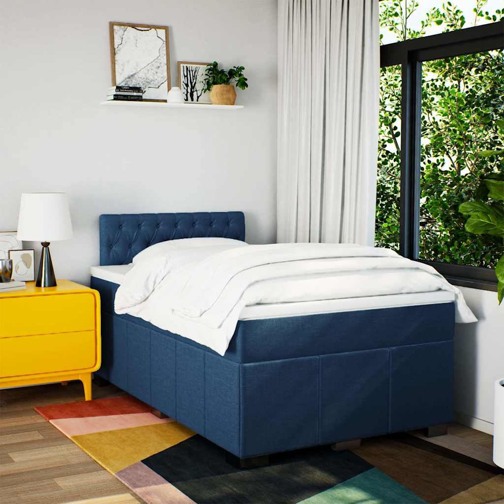 Sommier à lattes de lit avec matelas Bleu 120x200 cm Tissu - XIOS