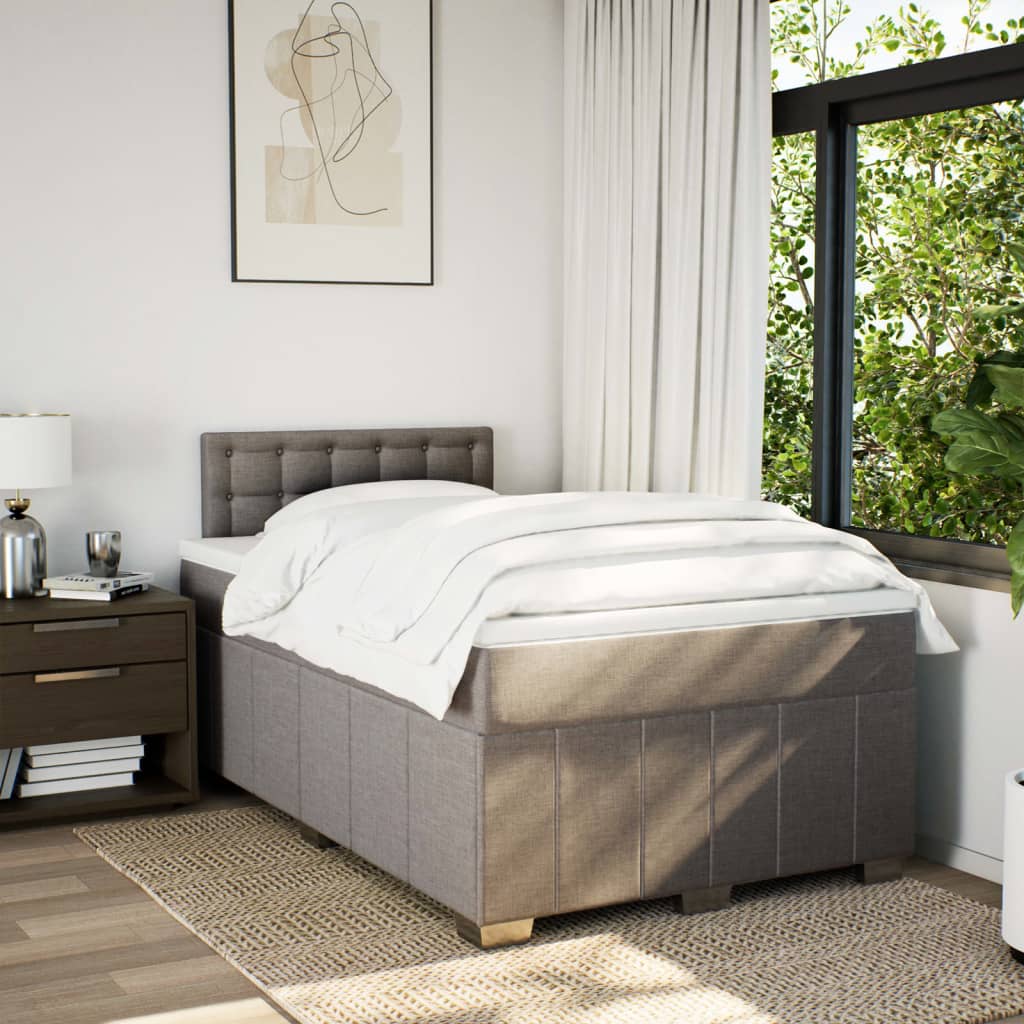 Sommier à lattes de lit avec matelas Taupe 120x200 cm Tissu - XIOS
