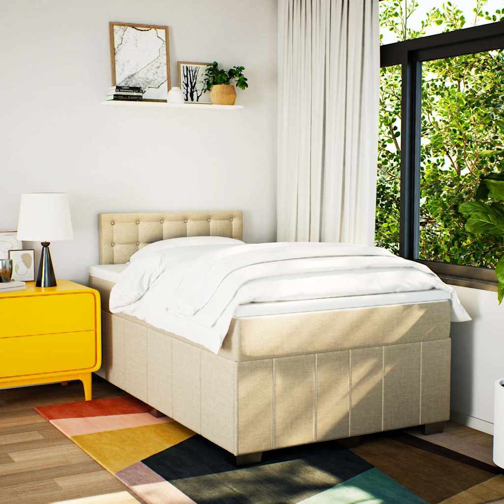 Sommier à lattes de lit avec matelas Crème 120x200 cm Tissu - XIOS