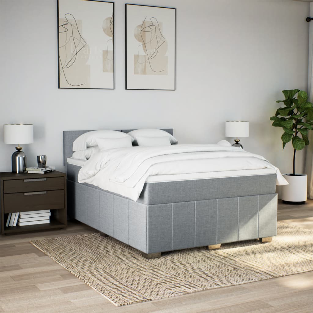 Sommier à lattes de lit avec matelas Gris clair 140x190cm Tissu - XIOS