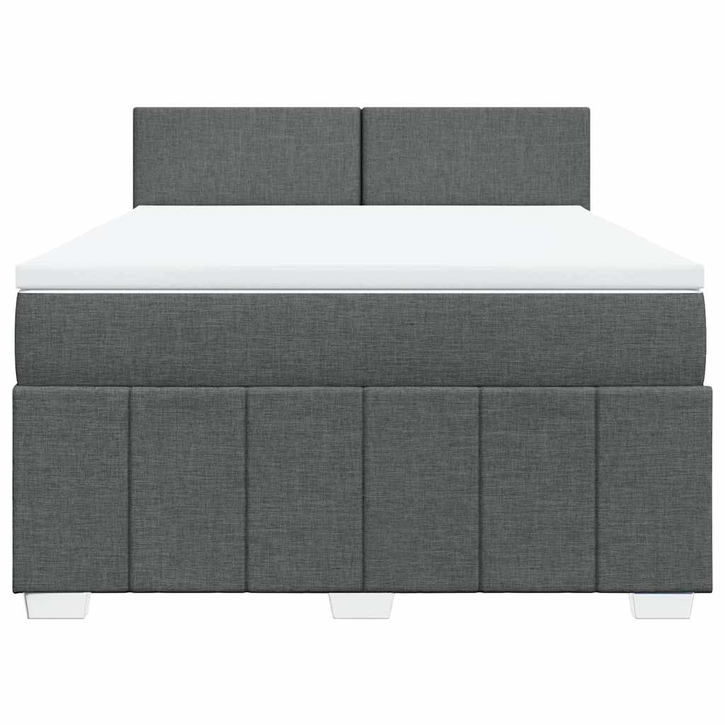 Sommier à lattes de lit avec matelas Gris foncé 140x190cm Tissu - XIOS