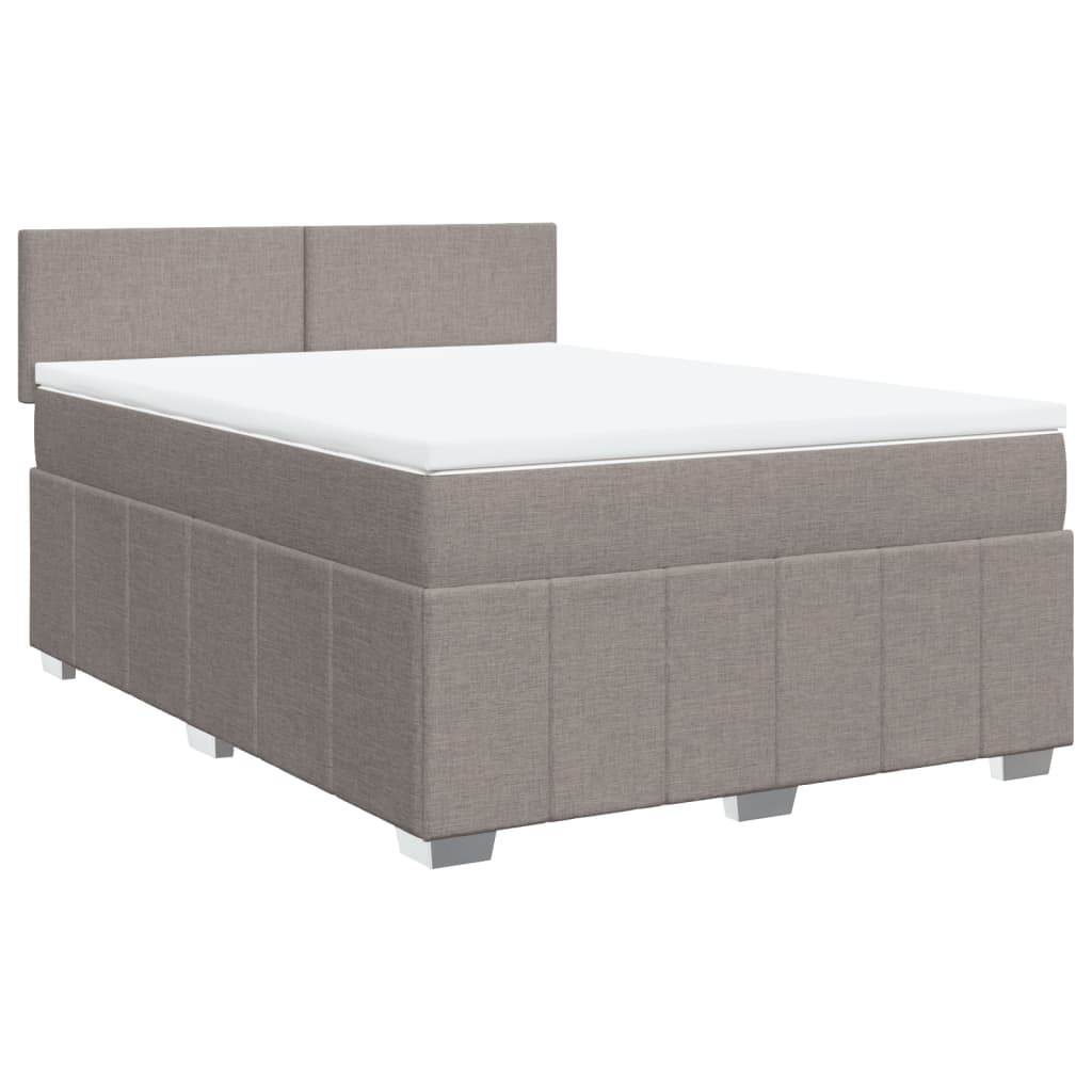 Sommier à lattes de lit avec matelas Taupe 140x190 cm Tissu - XIOS