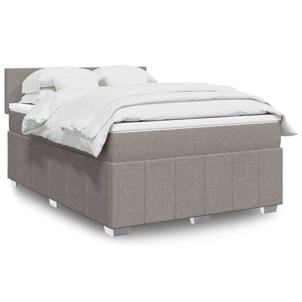 Sommier à lattes de lit avec matelas Taupe 140x190 cm Tissu - XIOS