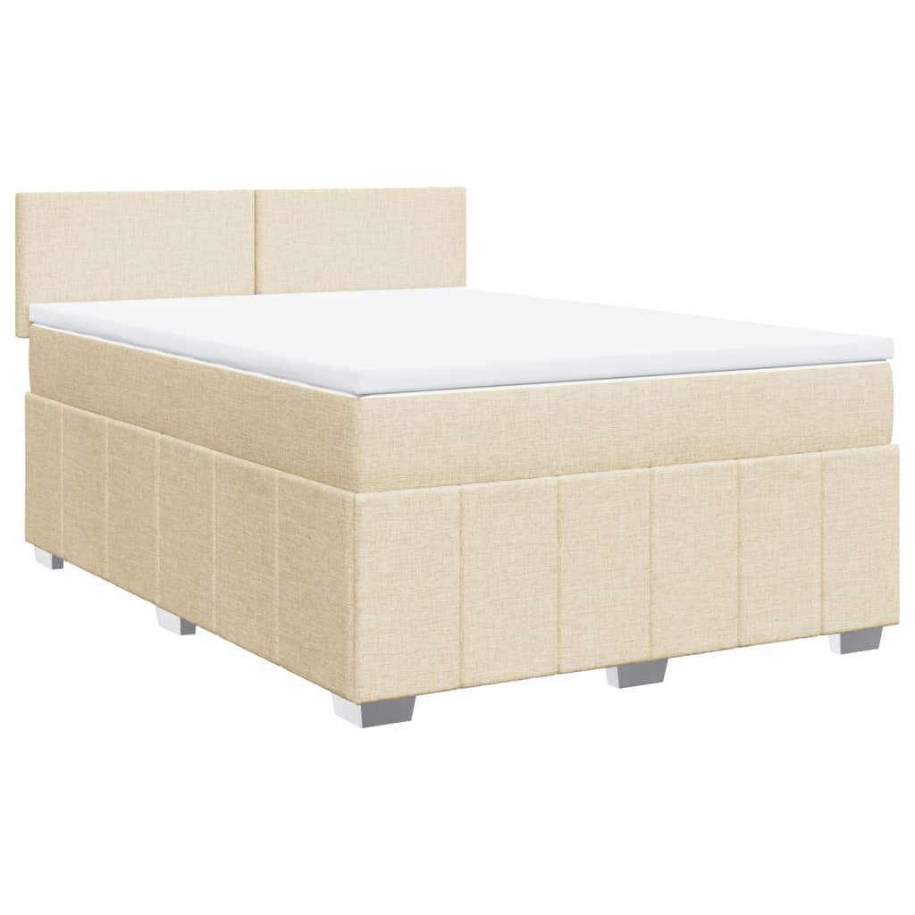 Sommier à lattes de lit avec matelas Crème 140x190 cm Tissu - XIOS