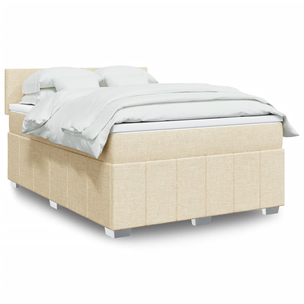 Sommier à lattes de lit avec matelas Crème 140x190 cm Tissu - XIOS