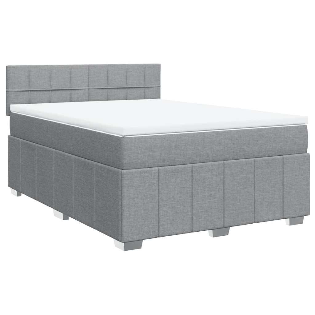 Sommier à lattes de lit avec matelas Gris clair 140x190cm Tissu - XIOS