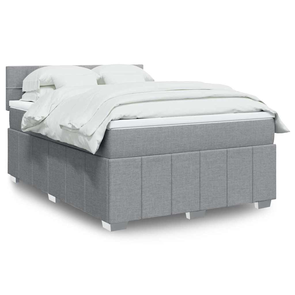 Sommier à lattes de lit avec matelas Gris clair 140x190cm Tissu - XIOS