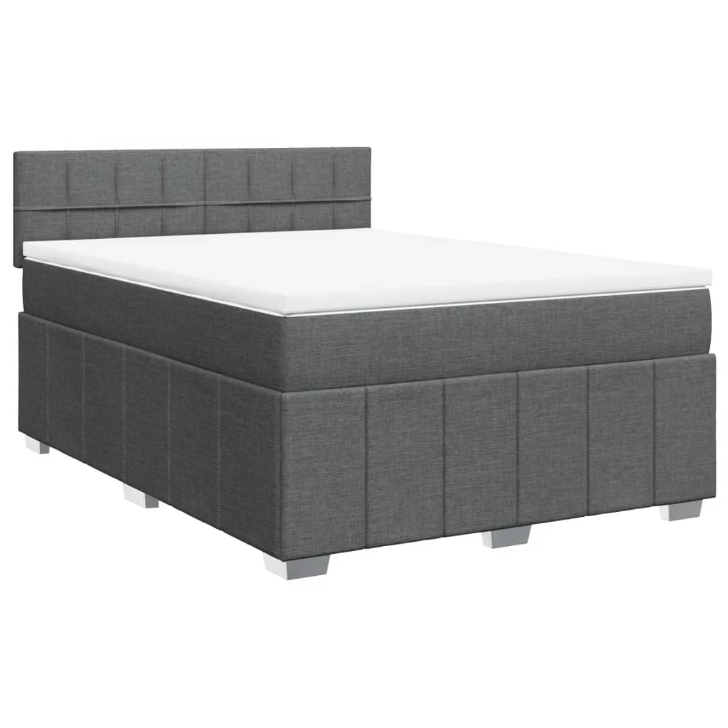 Sommier à lattes de lit avec matelas Gris foncé 140x190cm Tissu - XIOS