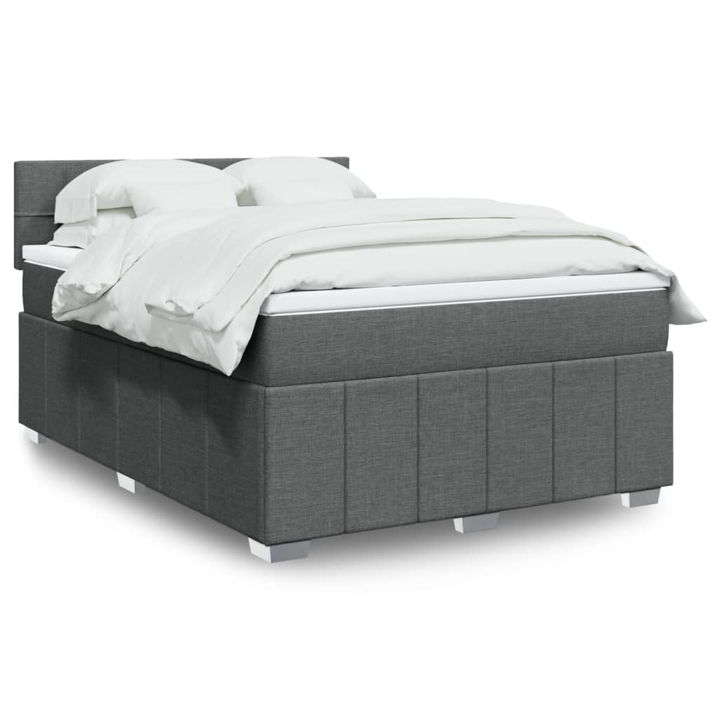 Sommier à lattes de lit avec matelas Gris foncé 140x190cm Tissu - XIOS