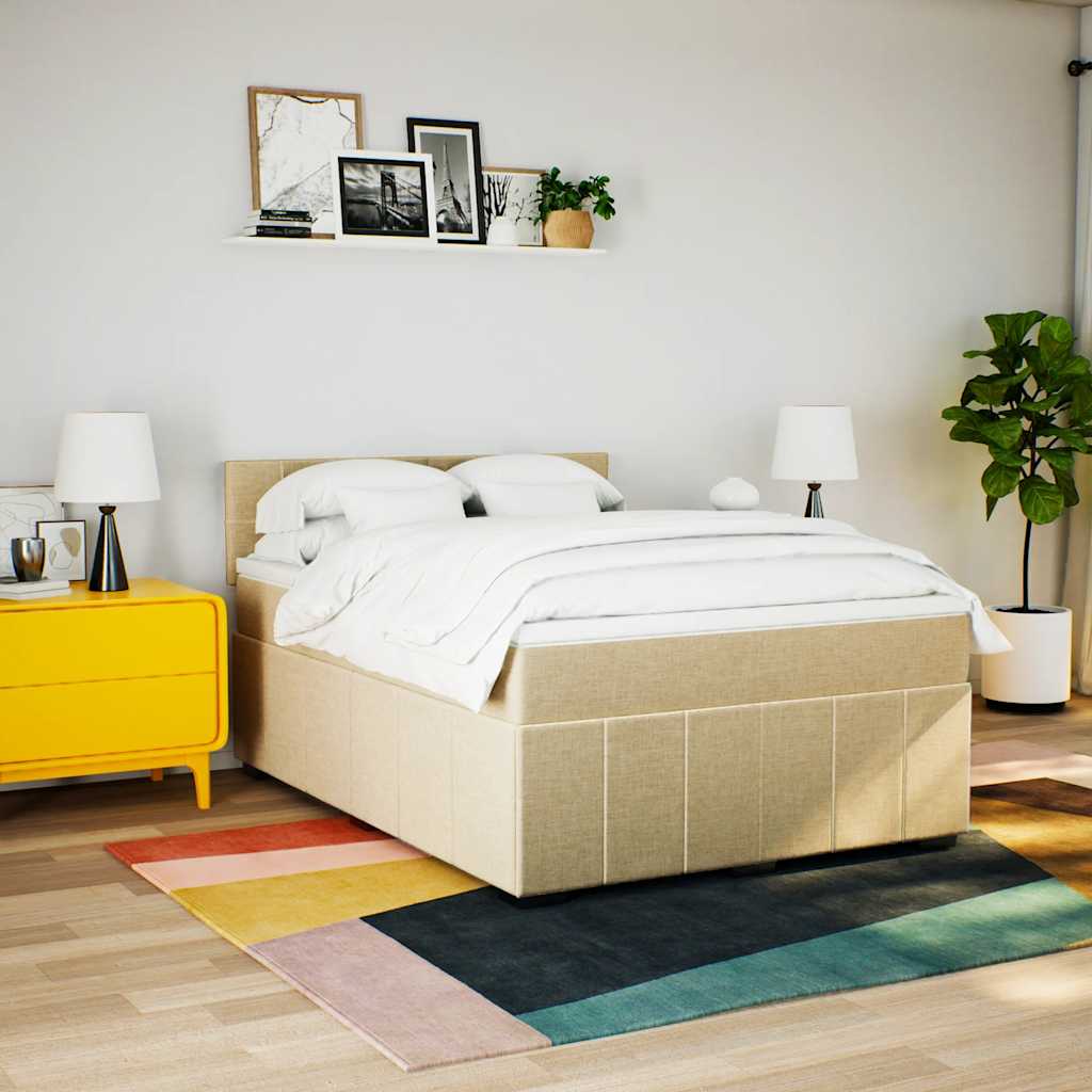 Sommier à lattes de lit avec matelas Crème 140x190 cm Tissu - XIOS