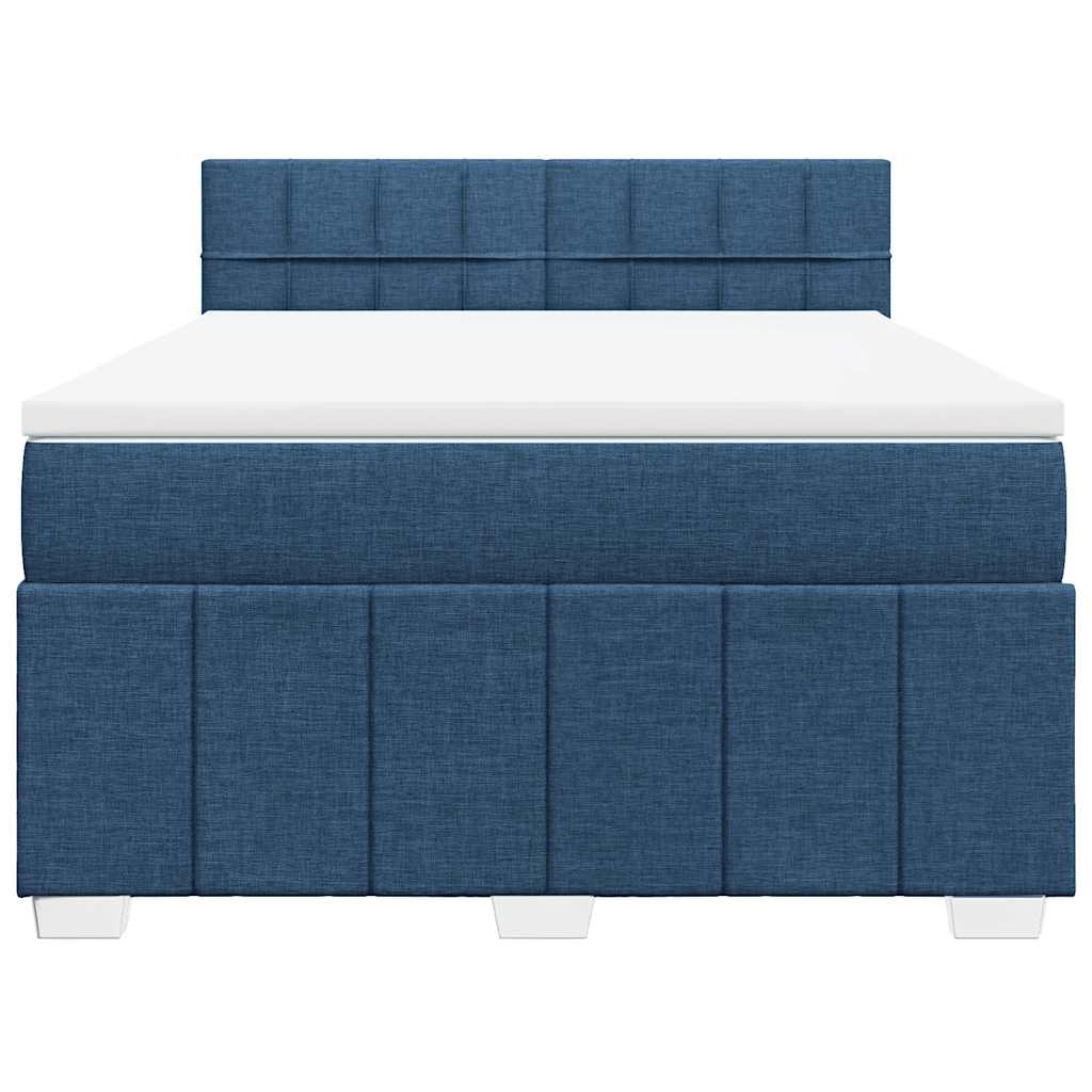 Sommier à lattes de lit avec matelas Bleu 140x190 cm Tissu - XIOS