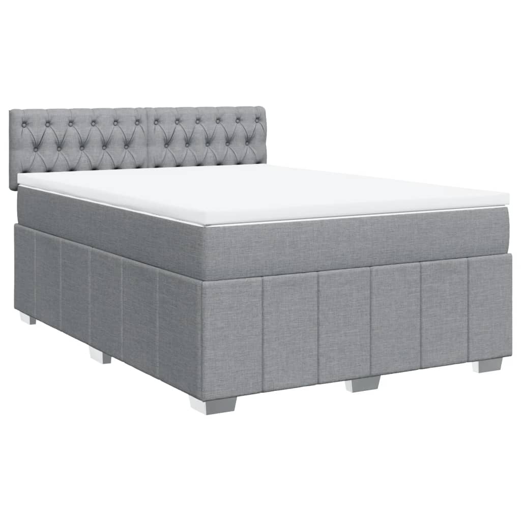 Sommier à lattes de lit avec matelas Gris clair 140x190cm Tissu - XIOS