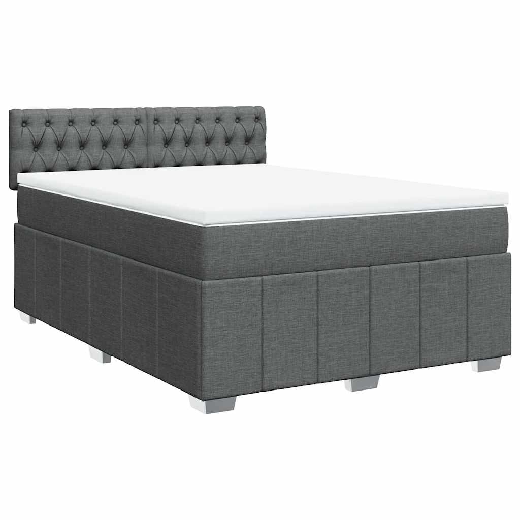Sommier à lattes de lit avec matelas Gris foncé 140x190cm Tissu - XIOS