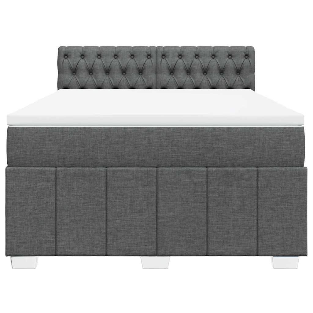 Sommier à lattes de lit avec matelas Gris foncé 140x190cm Tissu - XIOS
