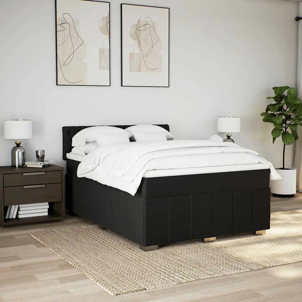 Sommier à lattes de lit avec matelas Noir 140x190 cm Tissu - XIOS