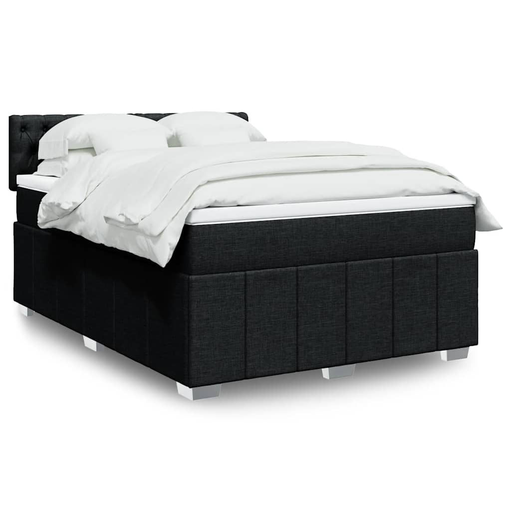 Sommier à lattes de lit avec matelas Noir 140x190 cm Tissu - XIOS